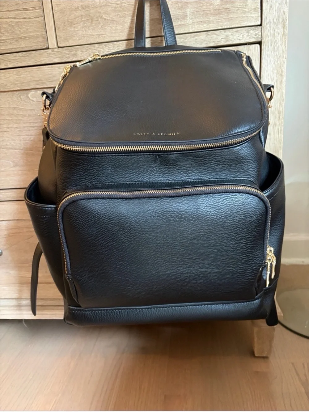 Poppy & Peonies Lullaby Diaper Backpack - Black